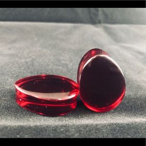 1 1/8inch-28mm Red Glass Teardrop Plugs/ Gauges